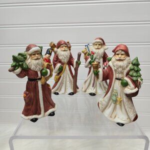 Lot Of 4 - Vintage Old World Santa Porcelain Christmas Figurine 5" Tall